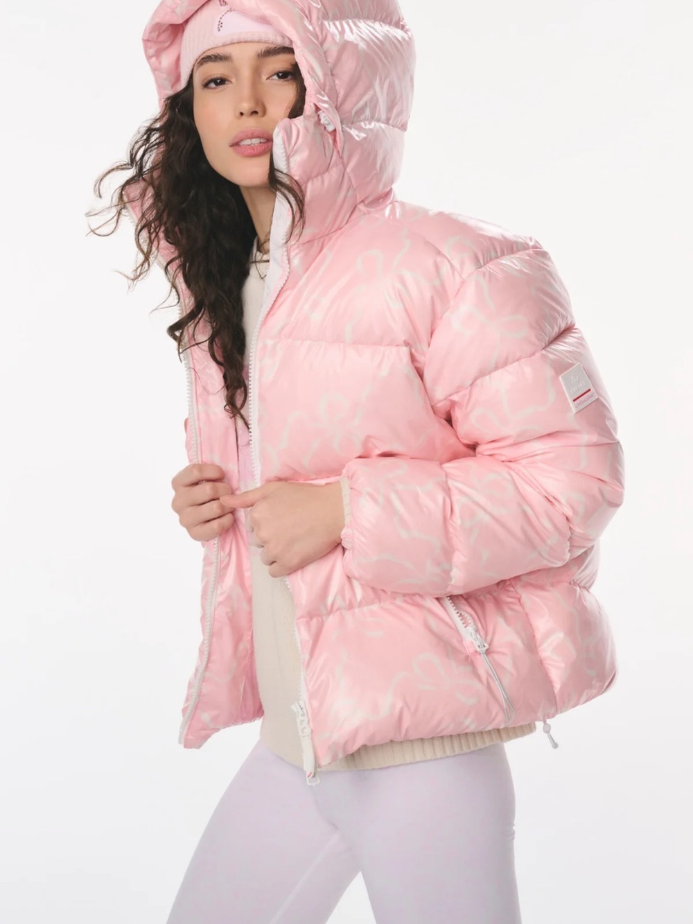 LoveShackFancy Pale Pink Quilted Hooded Puffer Jacket